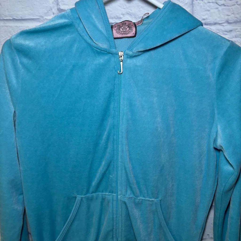 Juicy Couture Jacket Vintage Women's Velour Full Zip Hoodie Logo 2000’s Small - Image 7