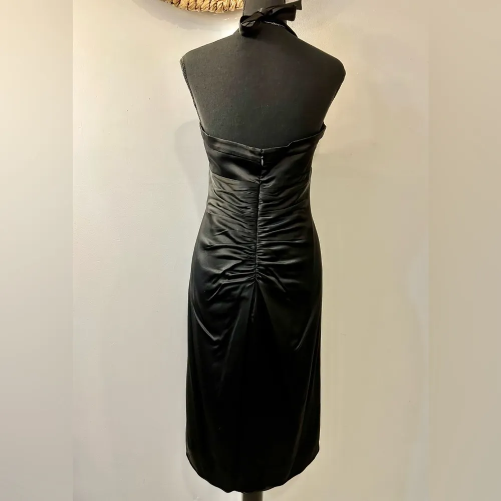 BCBGMaxazria Ruched Silk Halter Cocktail Dress Size 10 - Image 6