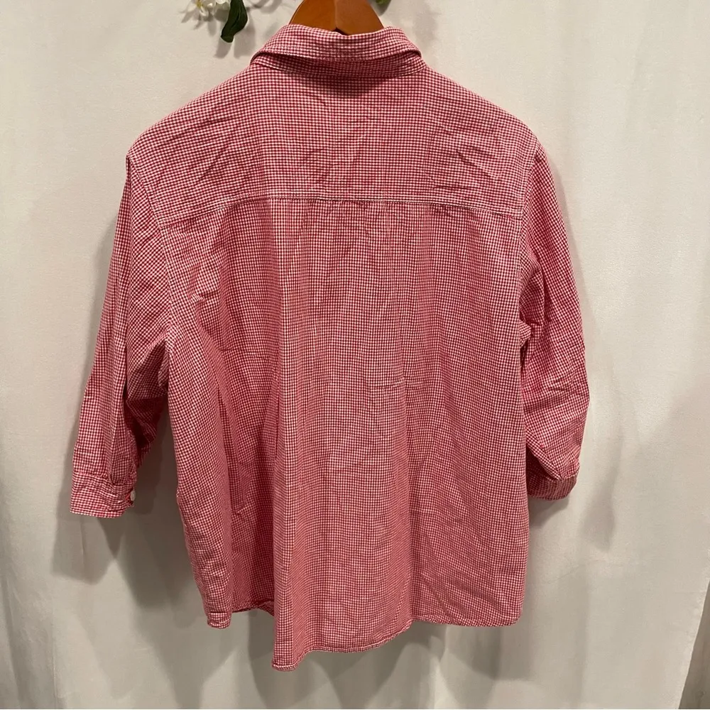 Vintage Looney Tunes Tweety embroidered pocket red checkered button front shirt - Image 3