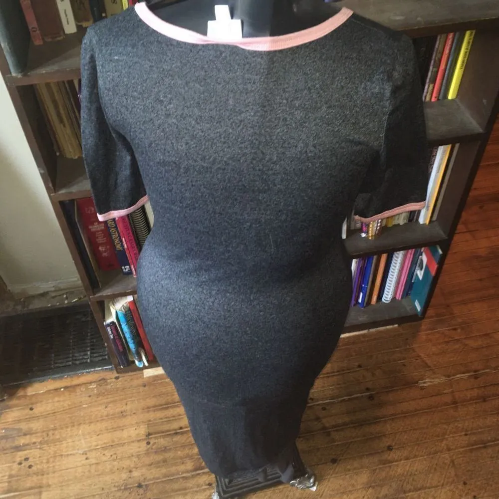 Lularoe charcoal gray pink trim Julia S classic sheath dress - Image 2