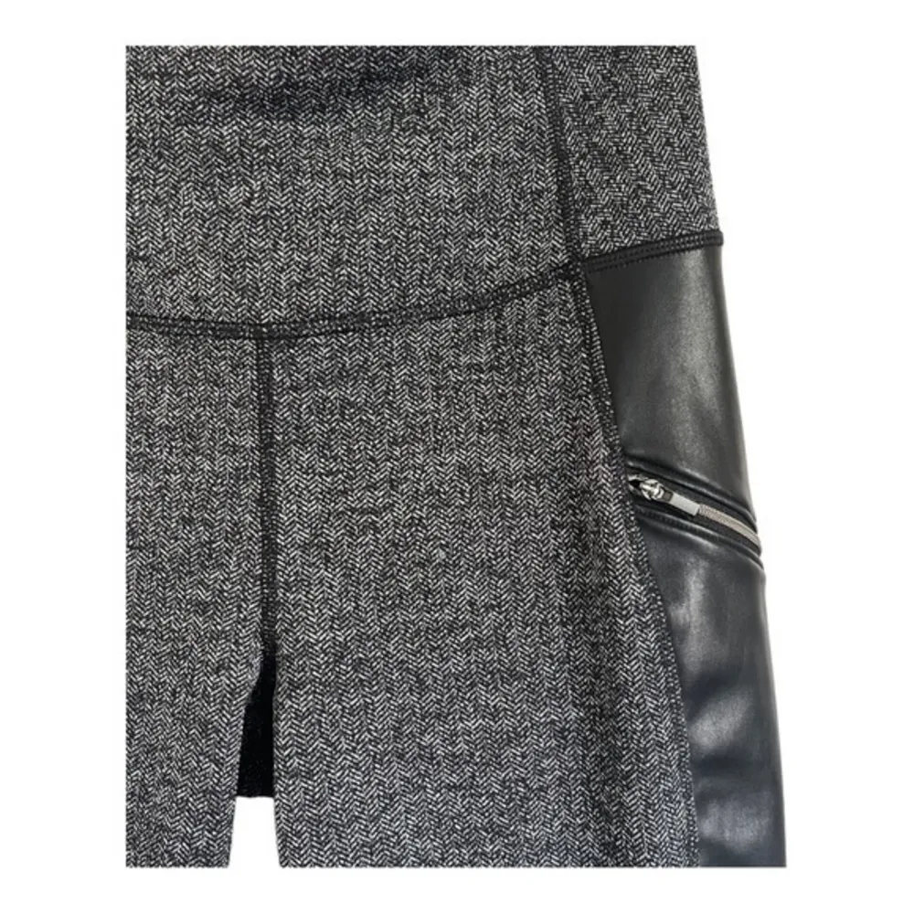 Athleta Leather Herringbone Luxe Metro Drifter Black Gray Leggings Size S - Image 5