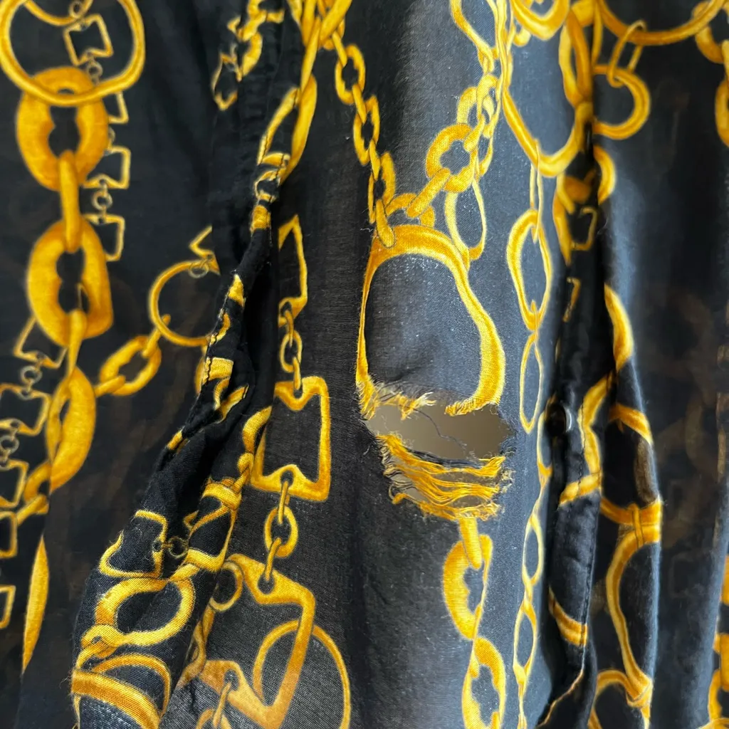 ZARA  Black and Gold Chain Pattern Blouse - Image 2