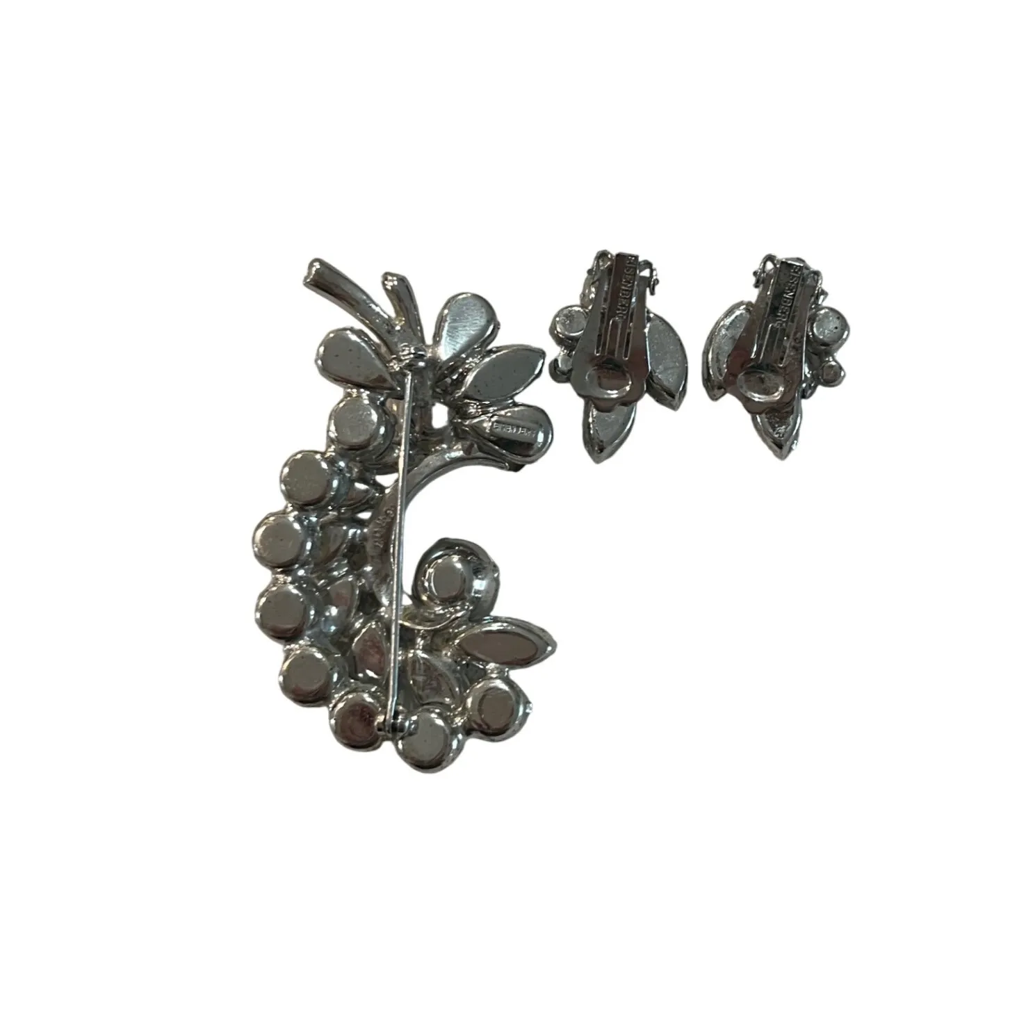 vintage Eisenberg Ice clear rhinestone brooch and clip - Image 2