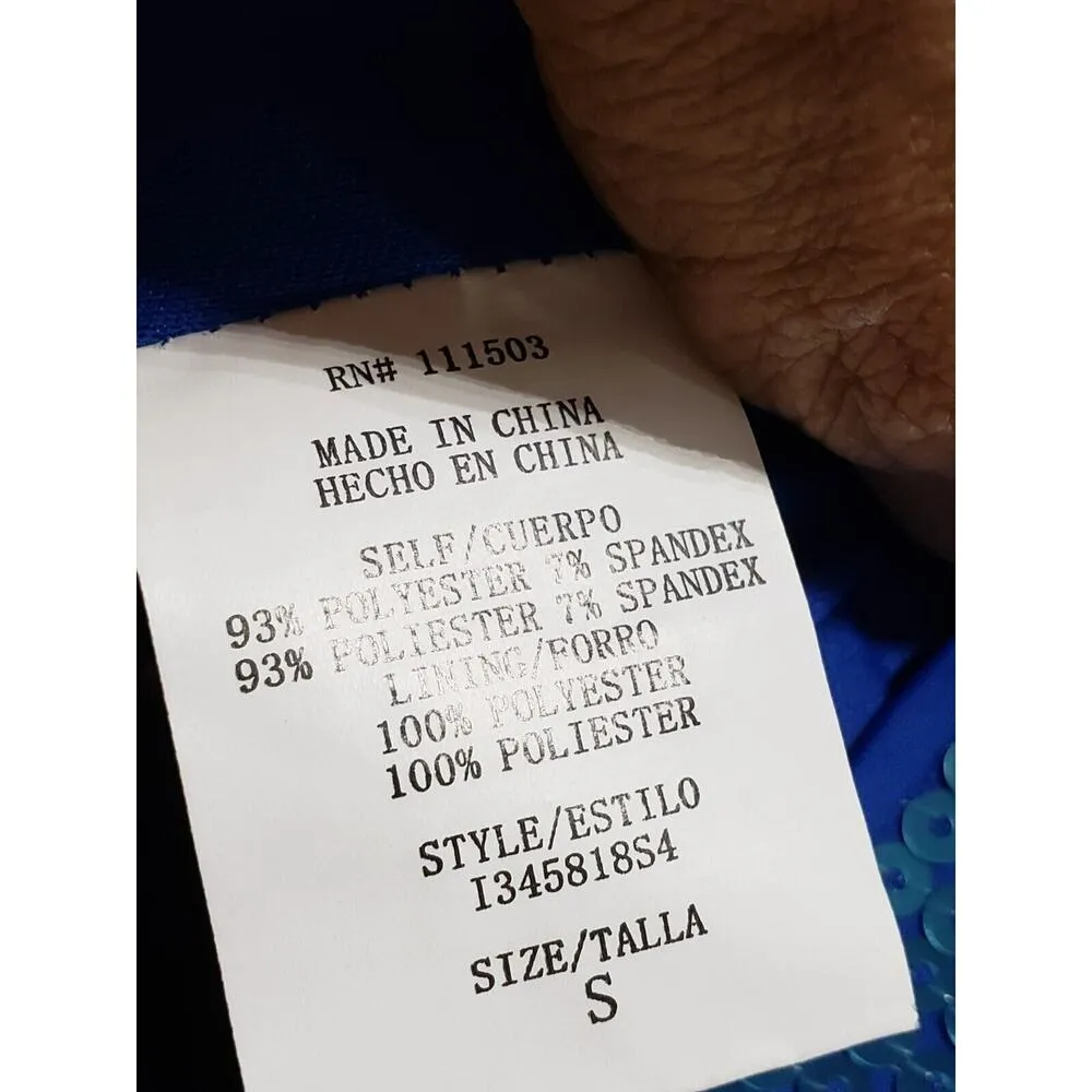 As U Wish Women Blue Sequin Strapless Sleeveless Bodycon Mini Dress Small - Image 11