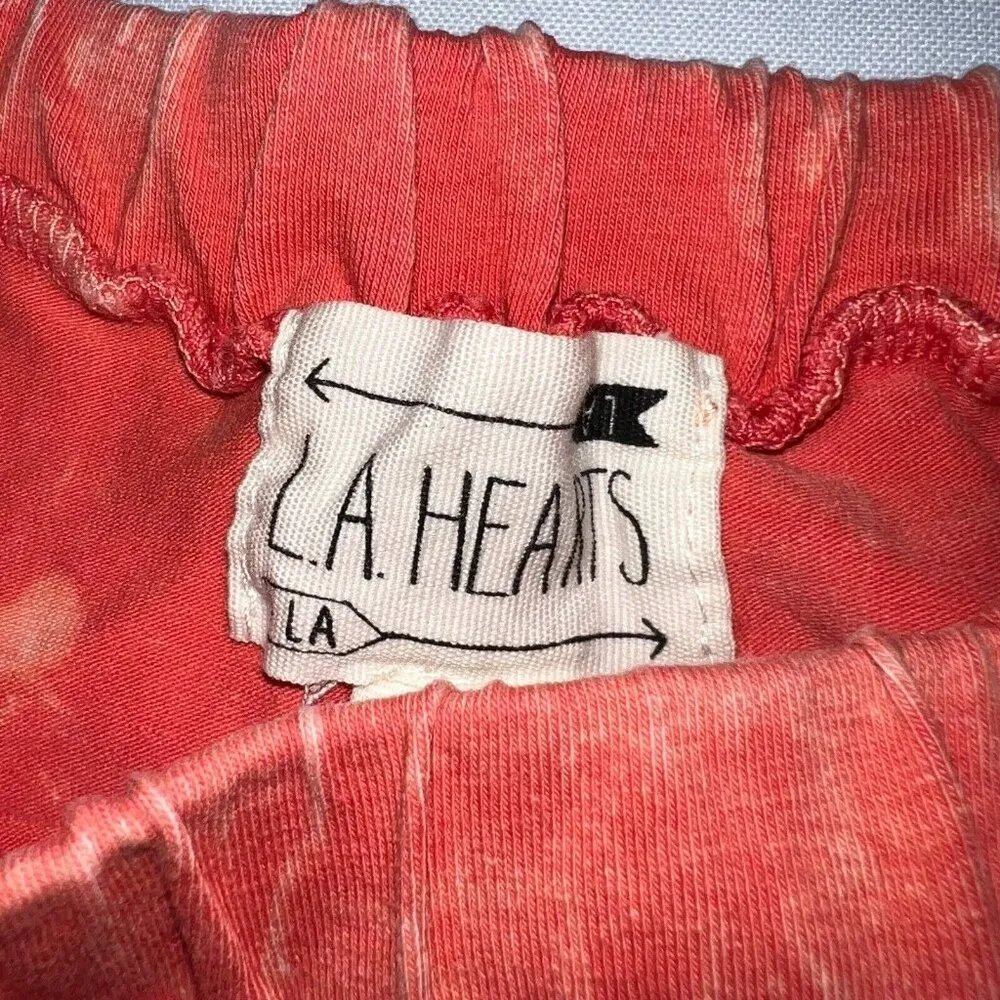 LA Hearts Skirt Womens Medium Elastic Waist Flare Mini Orange Bleach Tie Dye - Image 3