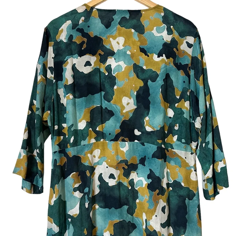 NILE Kaftan Maxi Dress 3/4 Sleeve Resort Travel Casual Size XL Green - Image 8