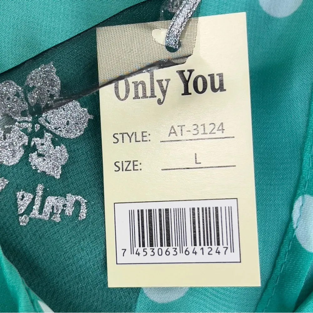 Only You Size Large Lattice Strap Polka Dot Tank Top with Split Open Back Green - Image 8