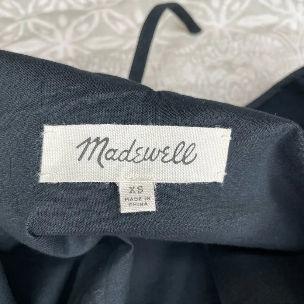 Madewell Black Linen Blend Embroidered Floral Tassel Shift Dress Extra Small - Image 7