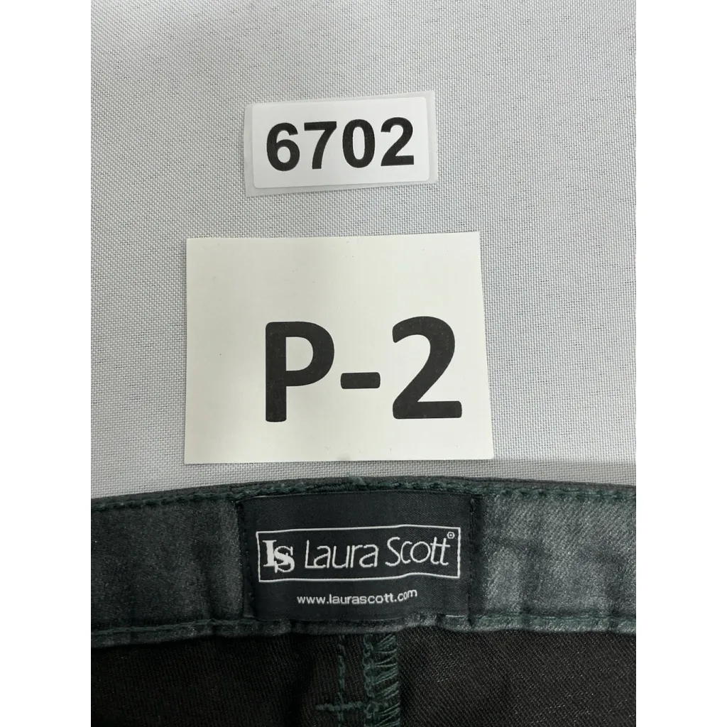 Womans Excellent Condition Laura Scott Faux Leather Pants Medium 8 Forest Green - Image 3