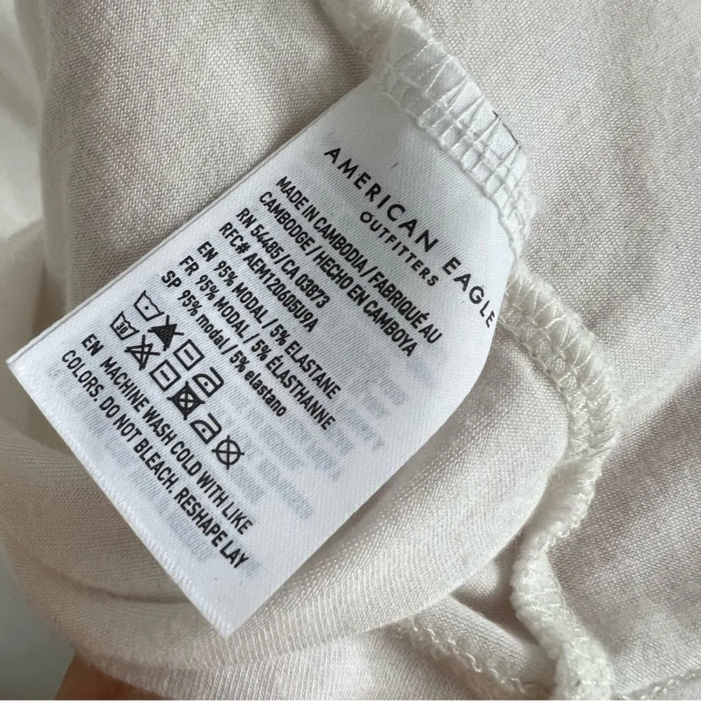 American Eagle White V Neck Soft and Sexy Oversized Slouchy Top Shirt Small - Image 4