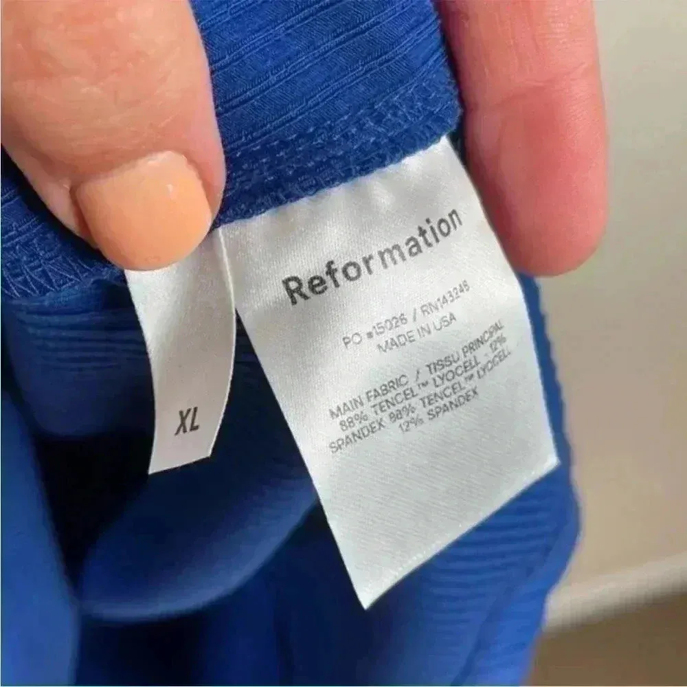 Reformation‎ Blue Cutout Ribbed Long Sleeve Mini Dress - Image 8