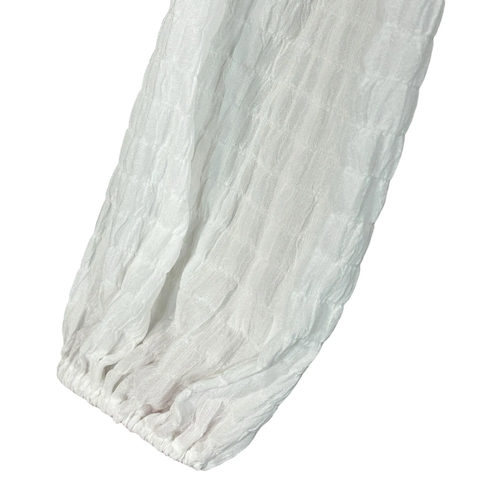 Lulus Small Cropped Tie Front Jacket Lined Long Puff Balloon Sleeve Ruffle White - Image 3