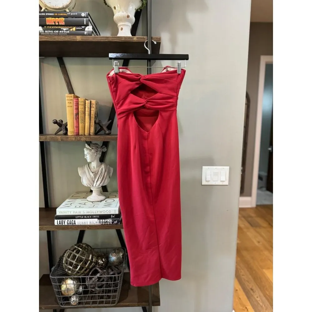 KATIE MAY Ashun Knot Back Bodycon Midi Dress Brick Womens Size XS - Image 7
