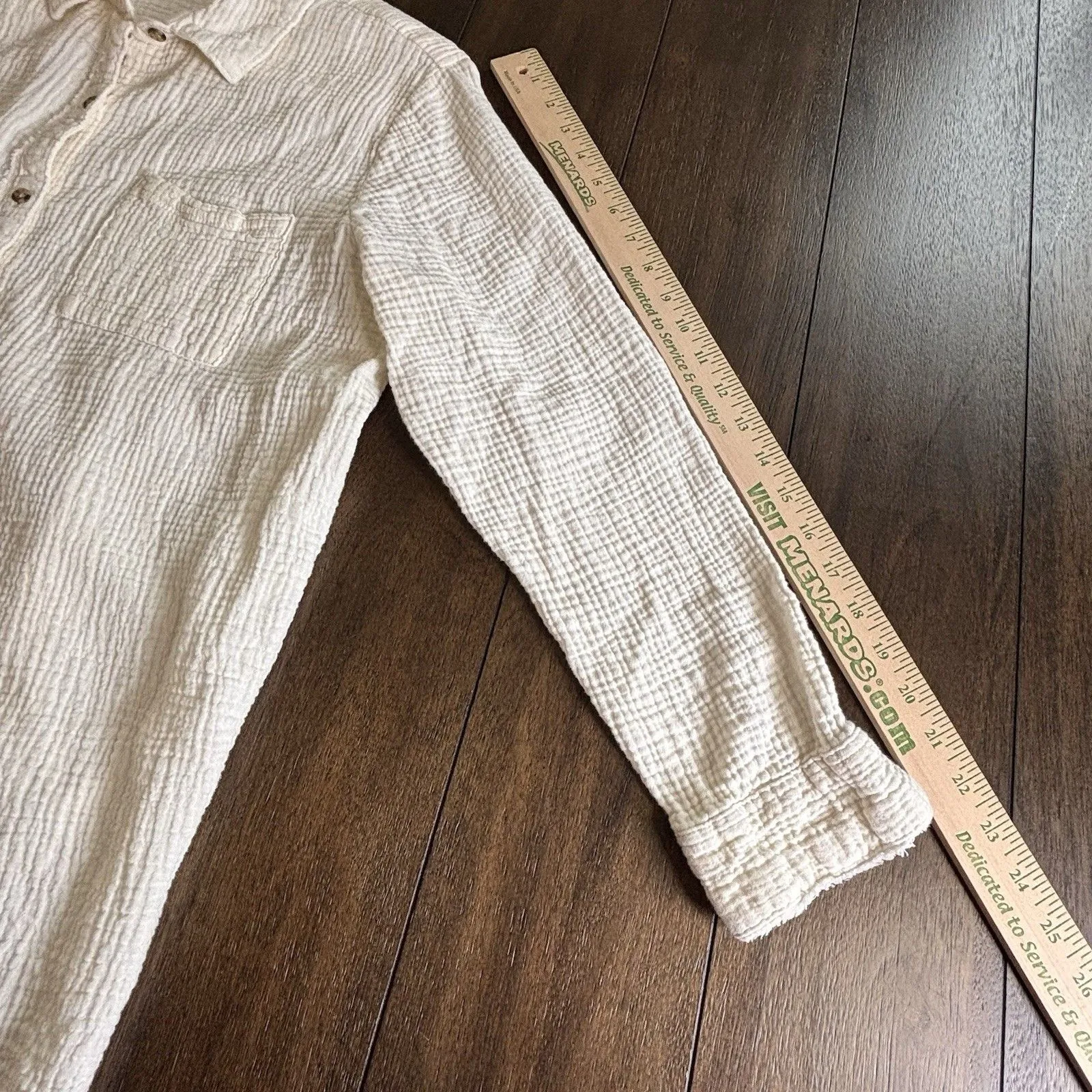 Natural Reflections Gauze Cream Button-Down Long-Sleeve Shirt Women’s XL NEW! - Image 5