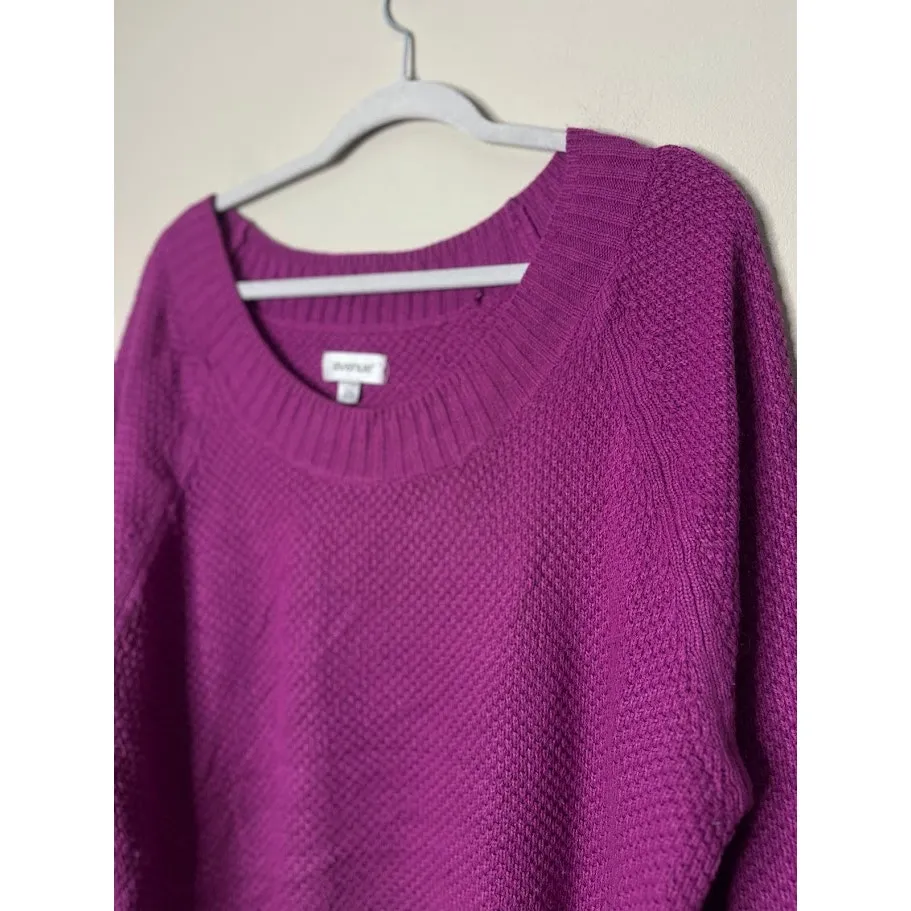 Avenue Womens Sweater Plus 18/20 Purple Knit Pullover 1/2 Sleeve Scoop Neck - Image 2