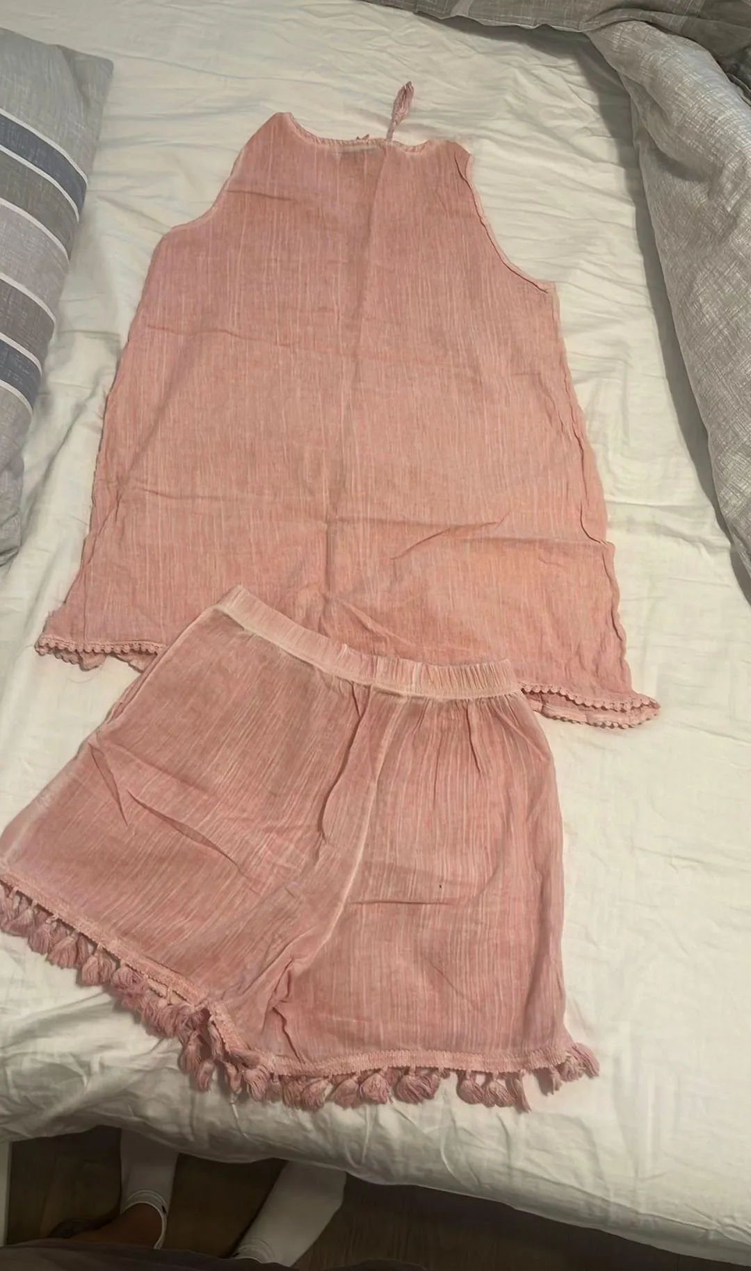 Light Pink 100% Linen Matching Pajamas Set - Image 2