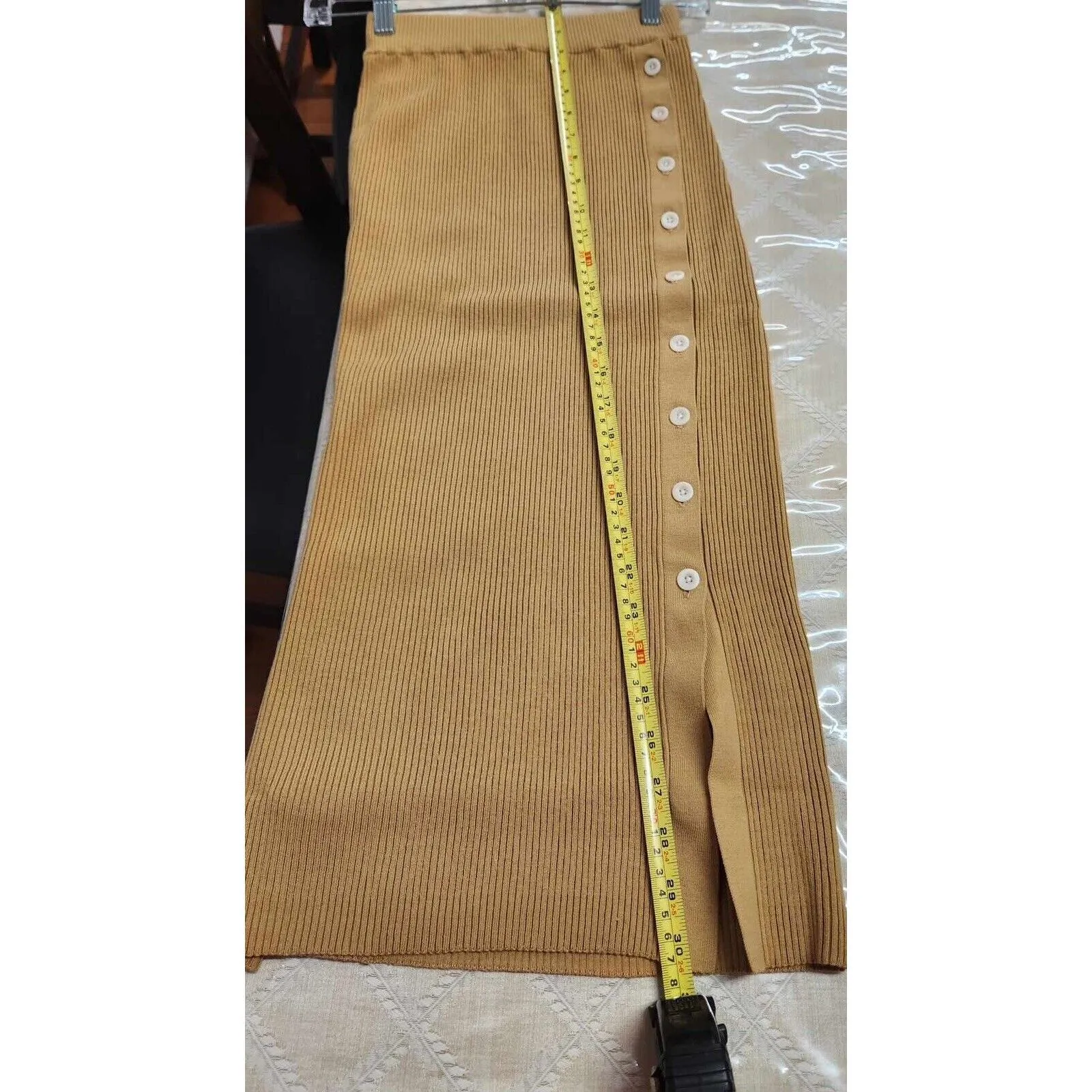 LITA BY CIARA Side Button Rib Organic Cotton Midi Skirt - Iced Coffee Sz XS. B30 - Image 6