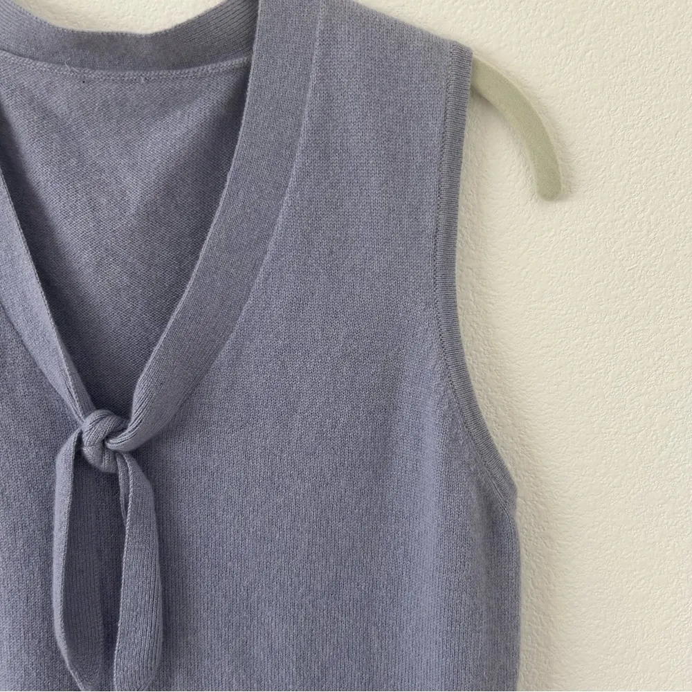 Lavender Soft Sleeveless Tie Detail Sweater Purple - Image 3