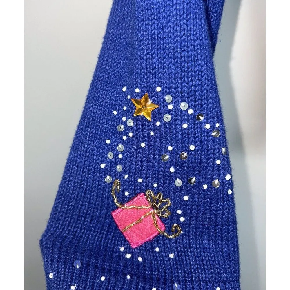 Kim Rogers Womens Embellished Ugly Christmas Cardigan Sweater SZ L Full Zip - Image 5