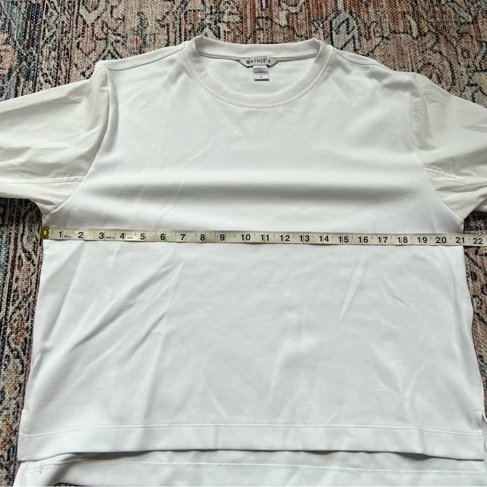 Athleta Mixed Media Long Sleeve White Pullover Sweatshirt Crew Neck Size Medium - Image 6