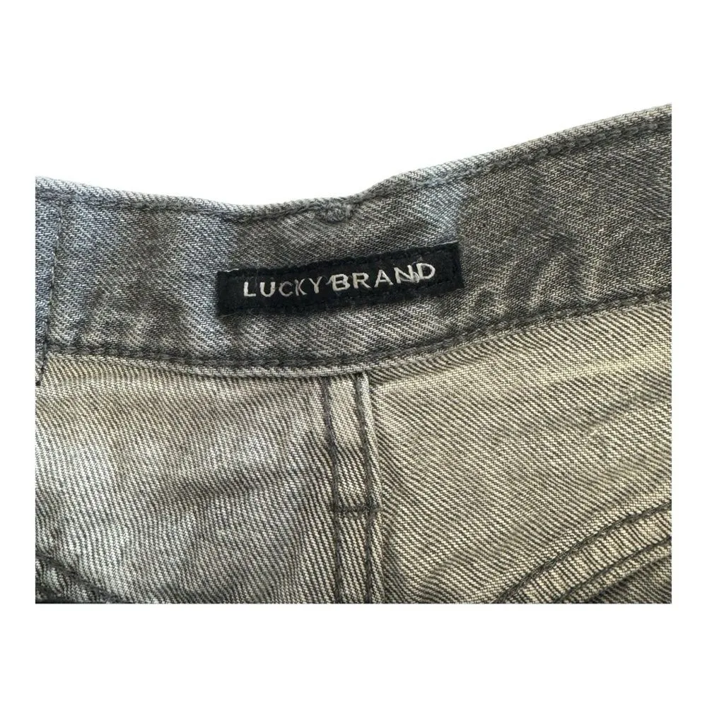 Lucky Brand Traveler Denim Shorts Grey Frayed Hem Button Fly‎ Women - Image 4