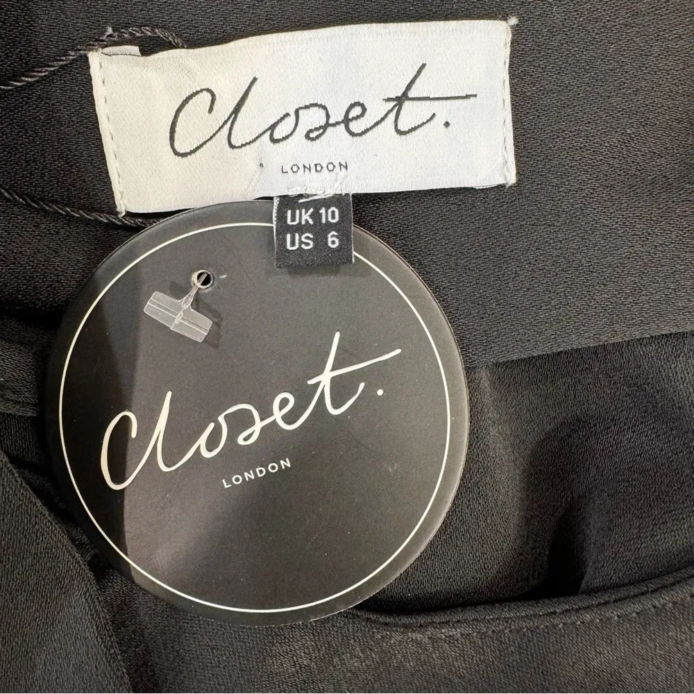 Closet London NEW Black Open Back Crossover Front Jumpsuit Size 6 - Image 9