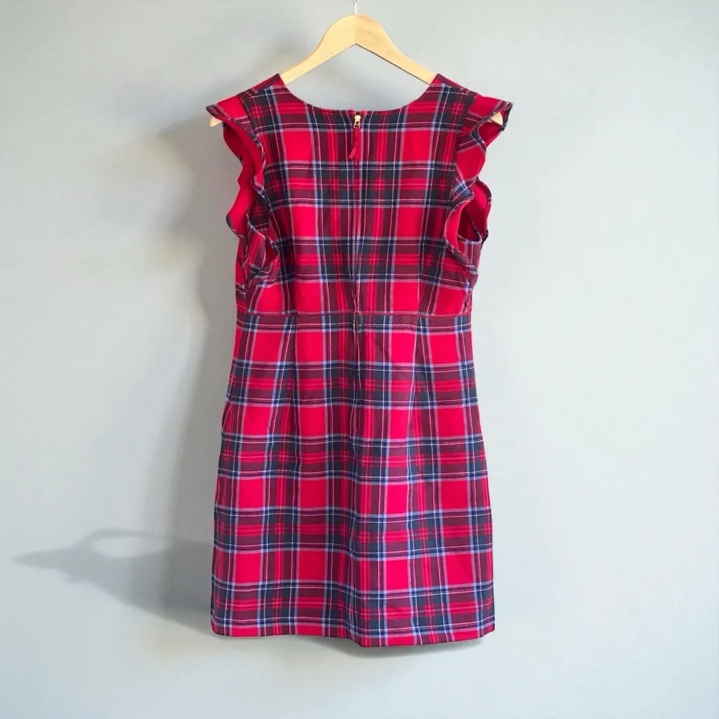 Vineyard Vines Nantucket Tartan Plaid Red Velvet Shift Dress - Image 12