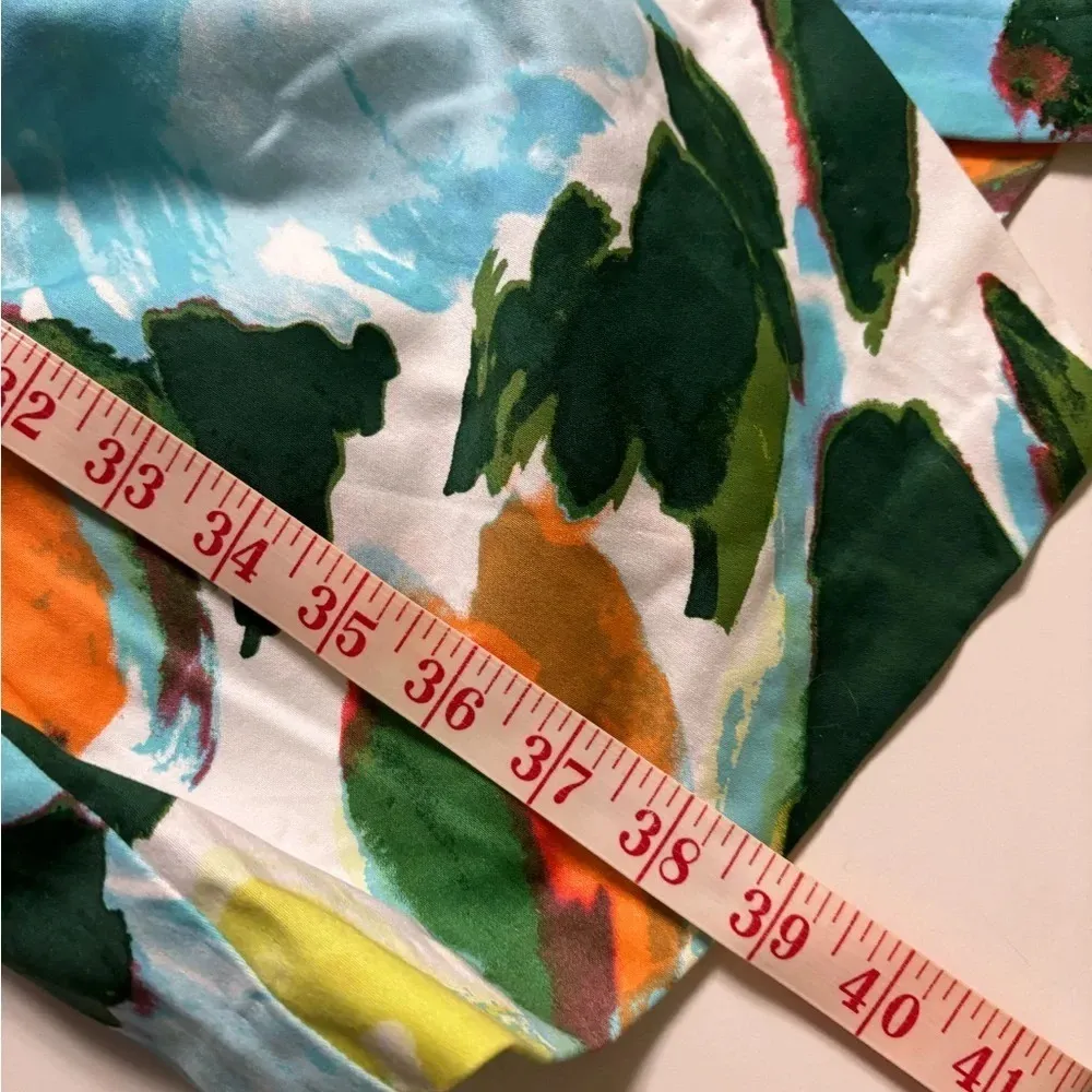 London Times Watercolor Print Ruched Wrap Dress Size 10 Sheath Sleeveless - Image 4