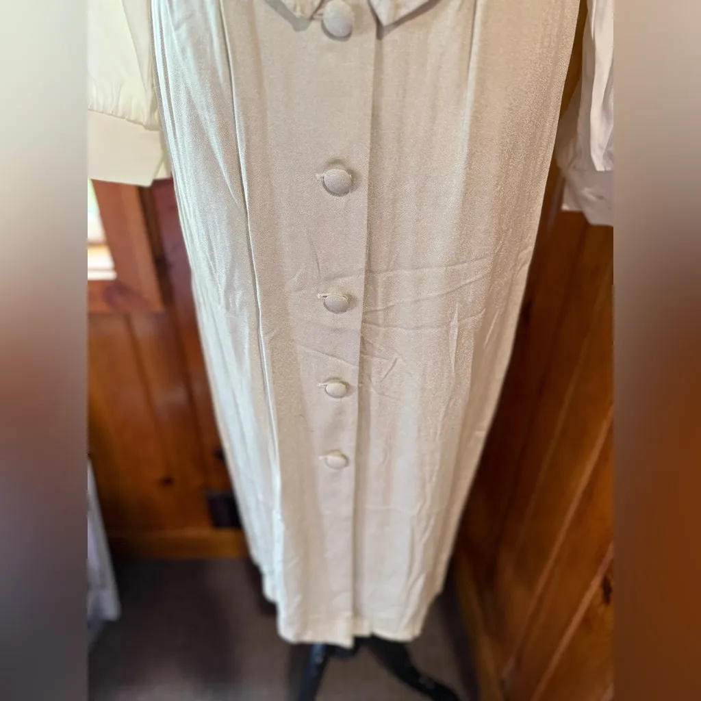 Vintage Miss Scarlet size 6 Elegant Cream Button-Up Dress‎ - Image 6