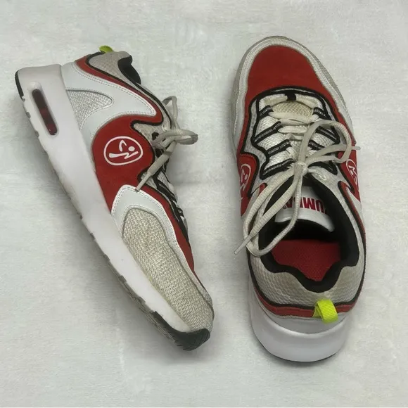 Zumba Air Lo Lace Up Sneaker Shoe Leather Textile Upper White Red Womens Size 11 - Image 2