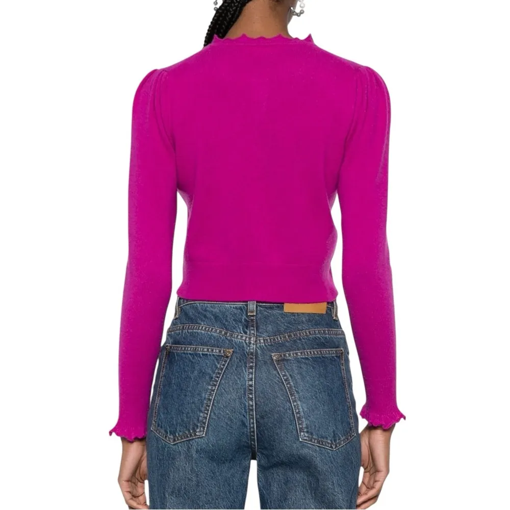 NWT Ulla Johnson Jana Cashmere Ruffle Cardigan in Thistle MEDIUM - Image 2