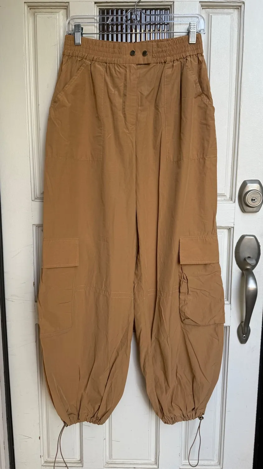 PILCRO Cargo Parachute Pants Drawstring Waist Elastic Ankle Women's Size Small - Image 1