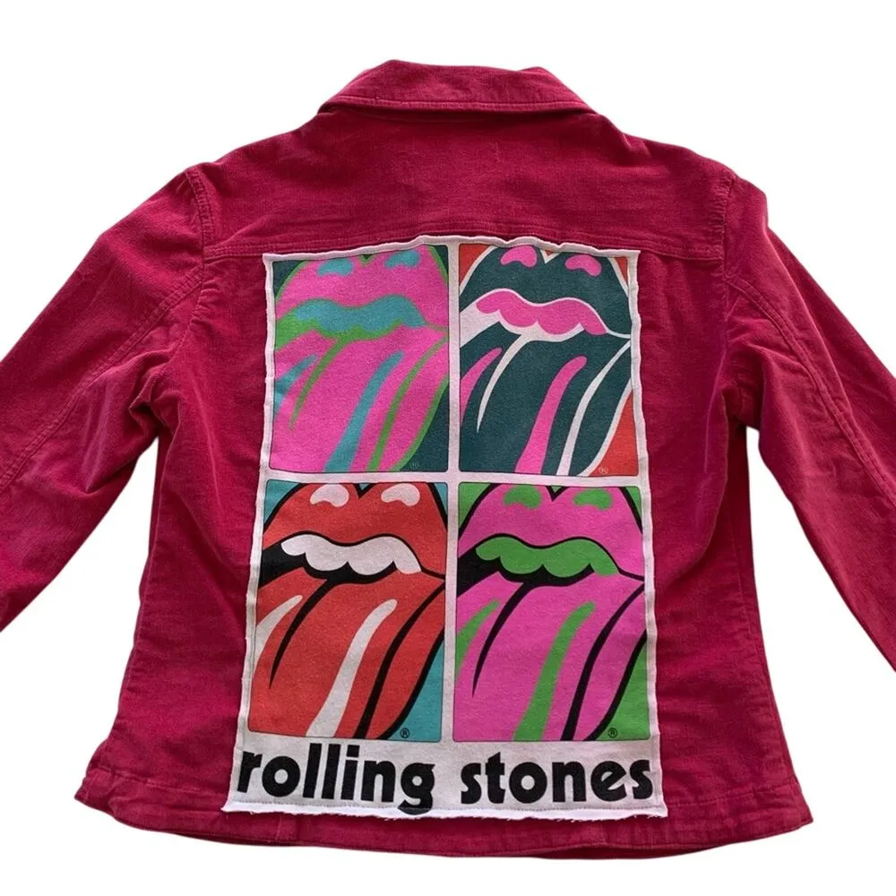 Via Penny Lane Reworked Apparel | The Rolling Stones Pink Corduroy Jacket Small - Image 3