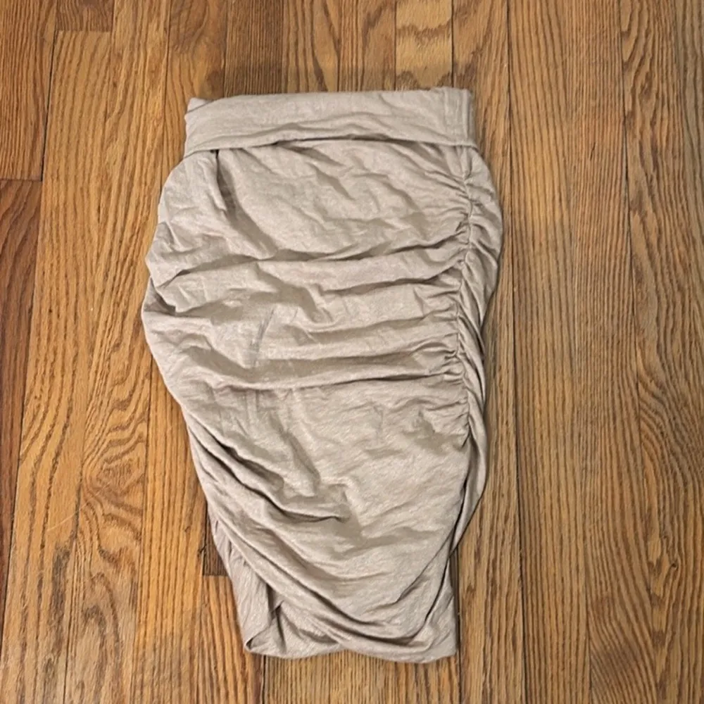 A.L.C. Pull on Ruched Linen‎ Blend Skirt Tan size Small - Image 2