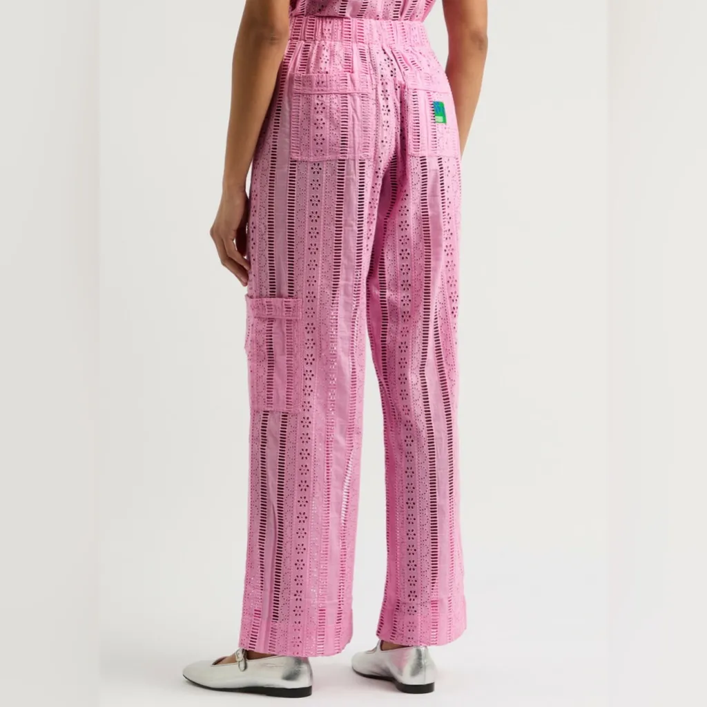 NWT Damson Madder Alys Vacation Pant Pink Eyelet Organic Cotton 10 Medium - Image 3