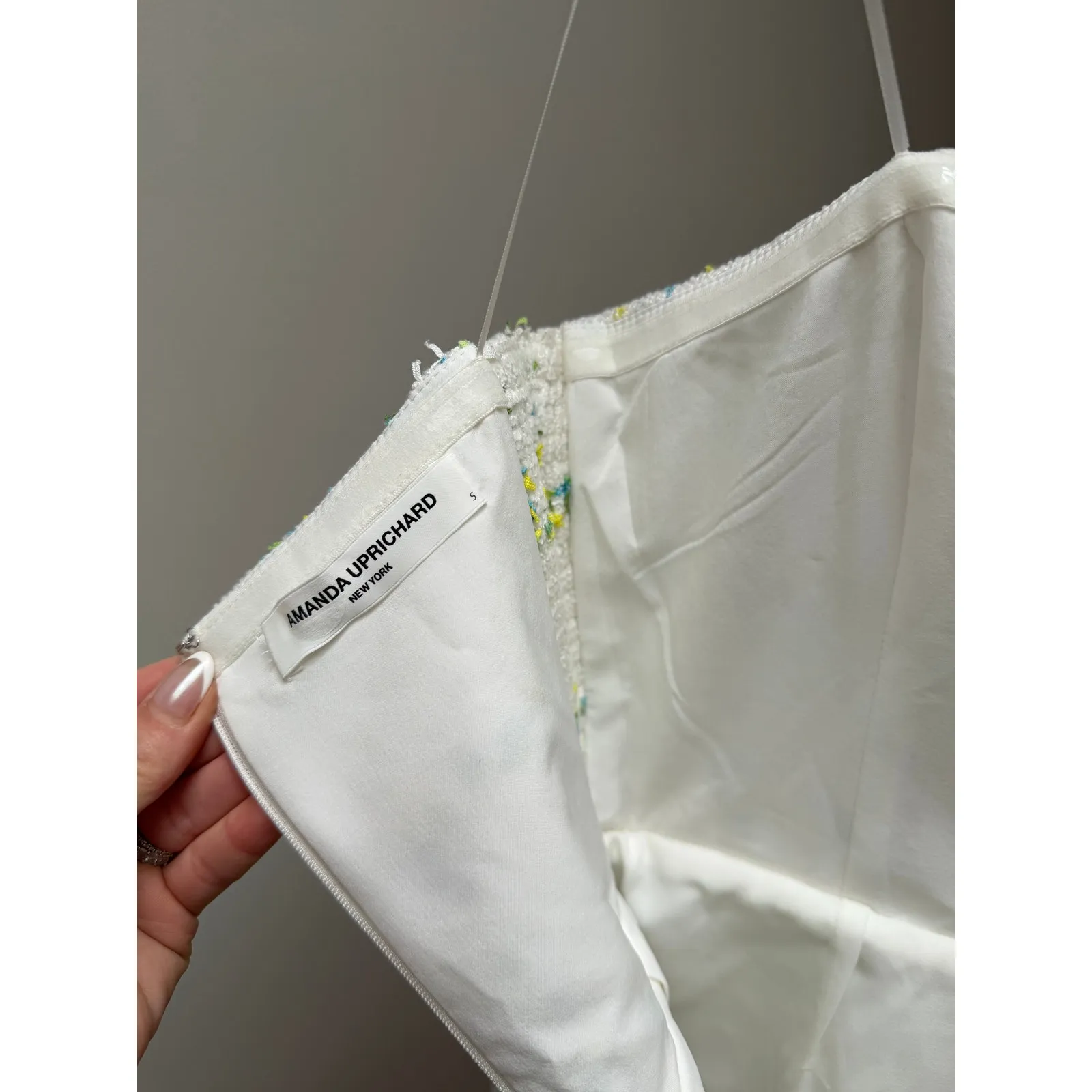 Amanda Uprichard Strapless Bethany Skort Romper White Tweed size Small - Image 11