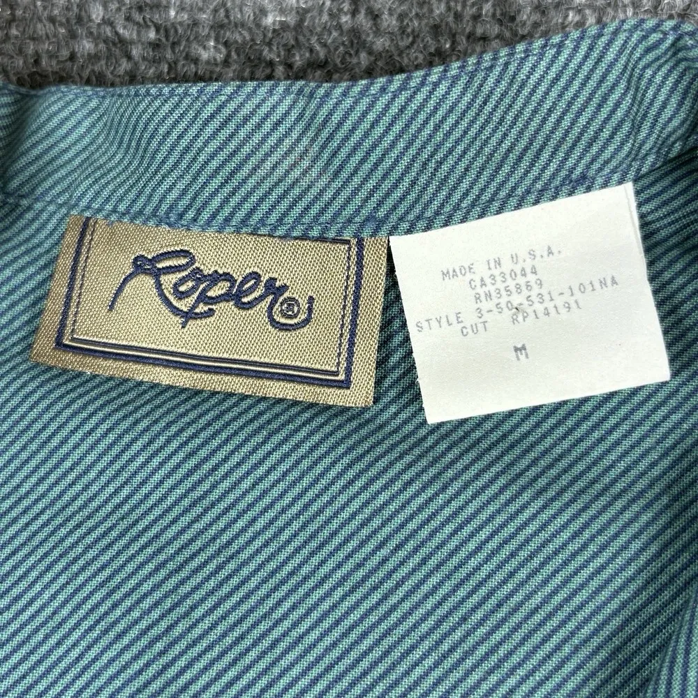 Vintage Roper Shirt Womens Medium Western Metal Button Long Sleeve USA Made Blue - Image 4