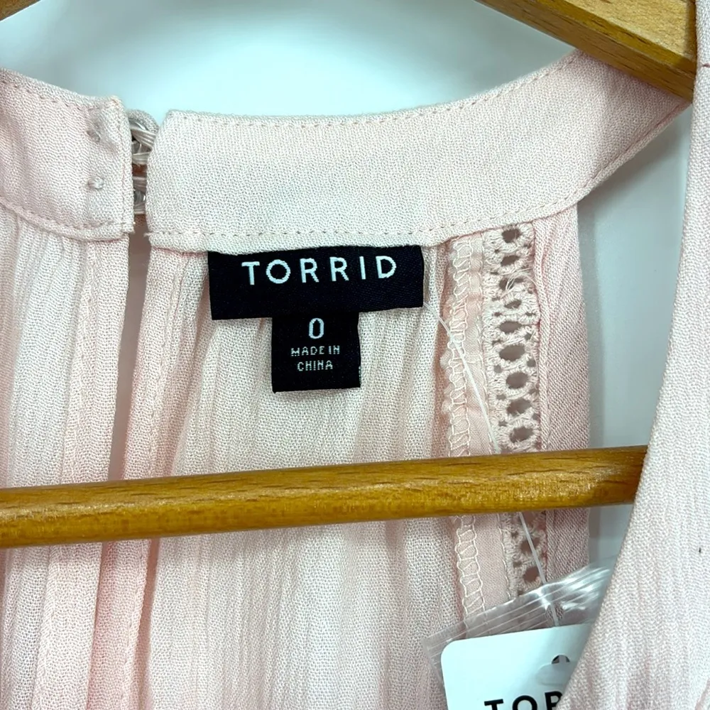 Torrid Peach Blush Pink Gauze Goddess Halter Tunic Top Women’s Size Large NWT! - Image 5