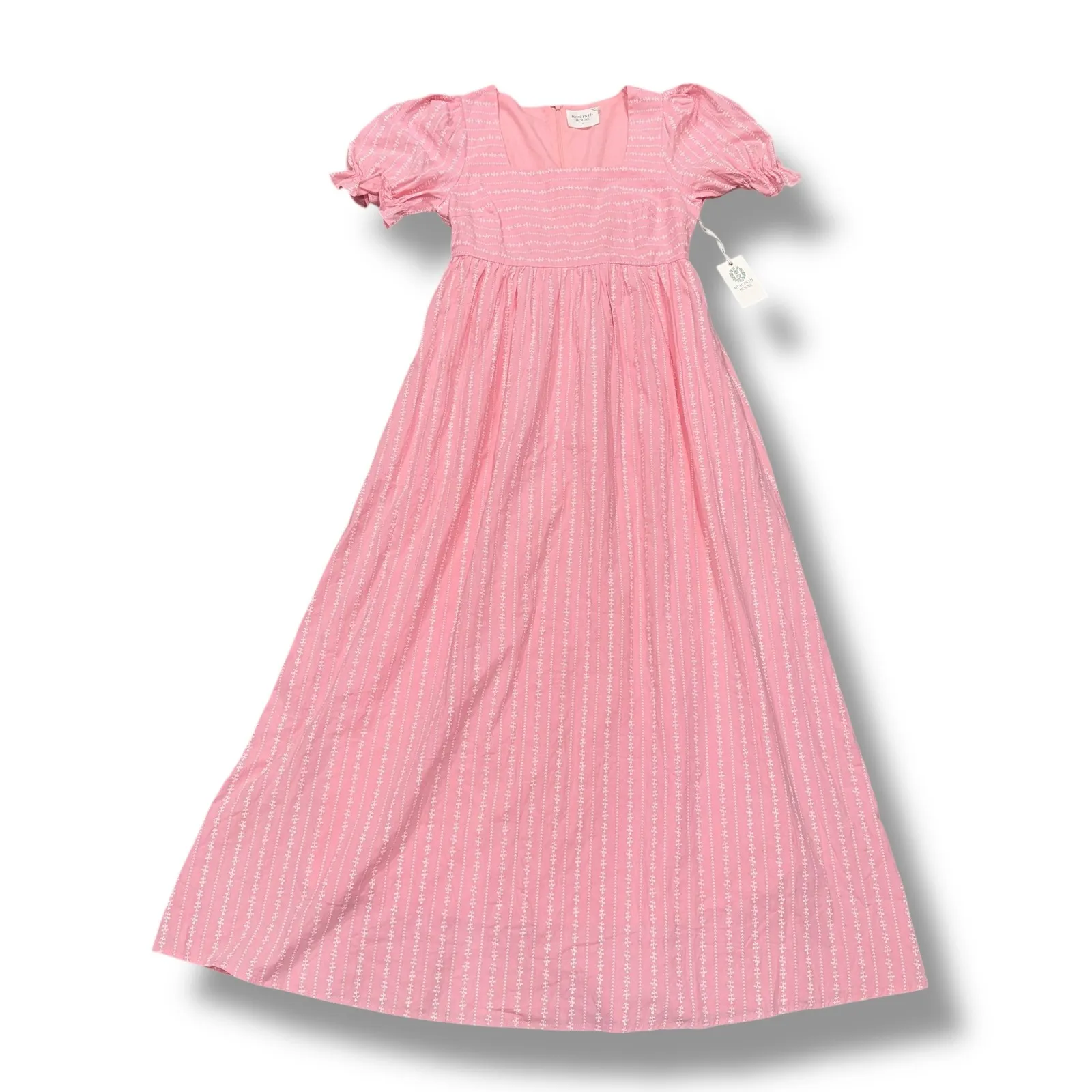 Hyacinth House Pink Maxi Dress‎ Square Neck Puff Sleeve Smocked Summer - Image 4