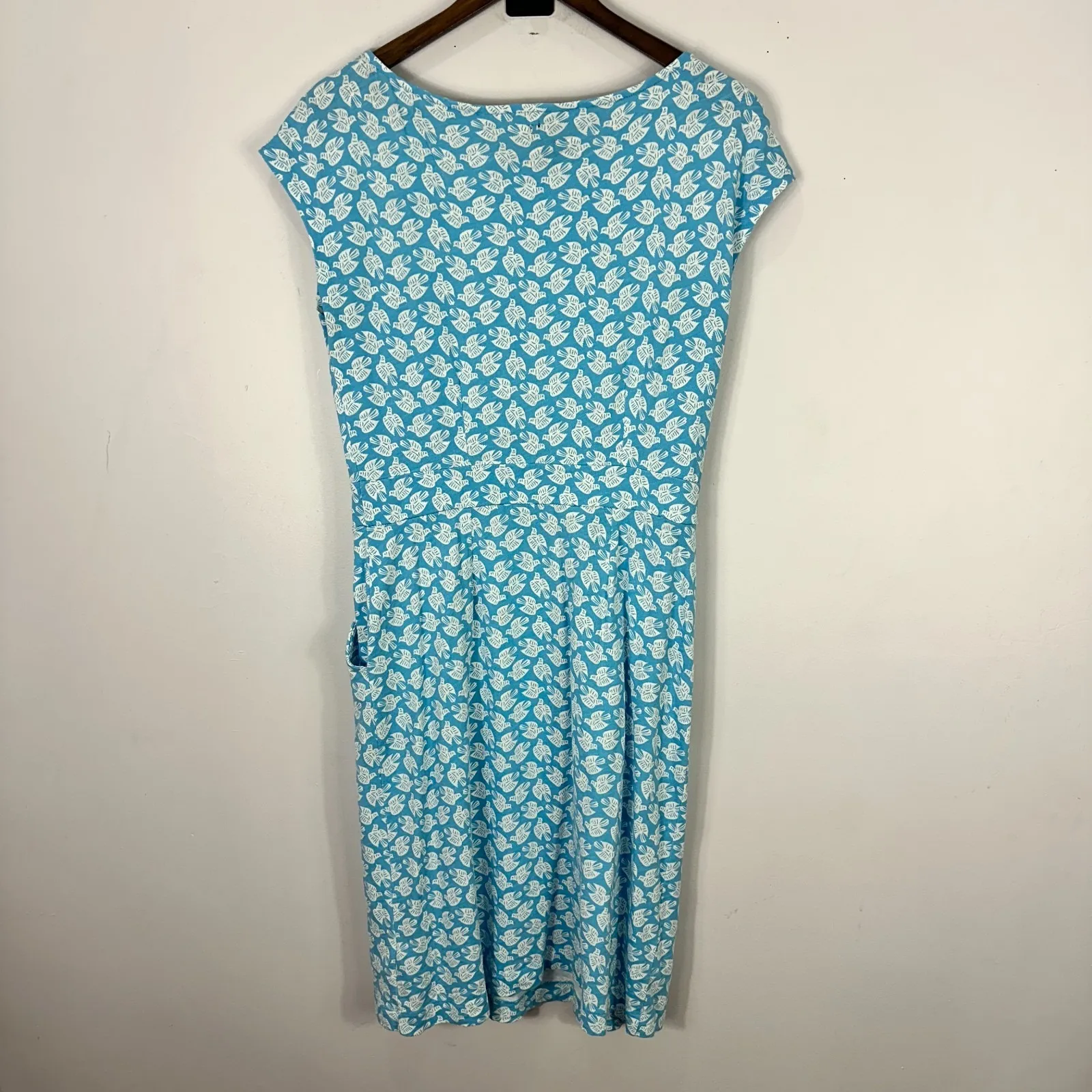 Boden Sheath Dress Womens 8 Blue Bird‎ Dove Print Whimsical Costal Preppy Cotton - Image 7
