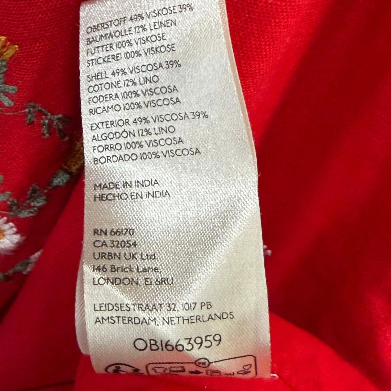 Free People Wildflower Embroidered Mini Dress Womens XL Red Floral Boho Feminine - Image 12