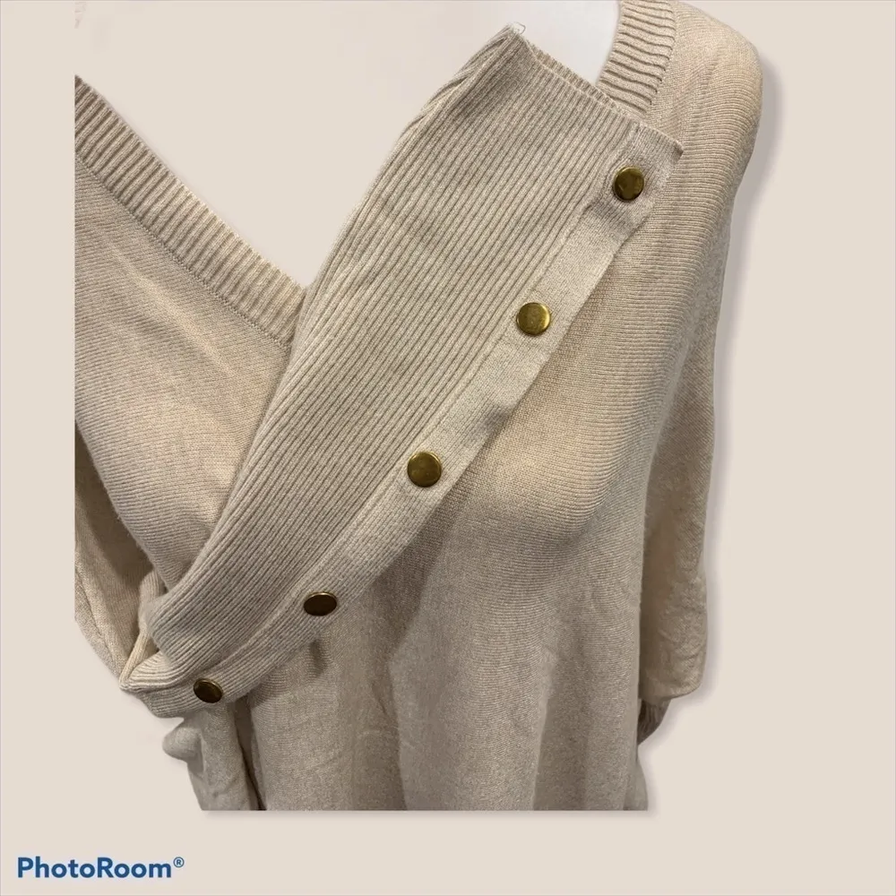 rxb Oversized Poncho Style Heather Oatmeal V - Image 4