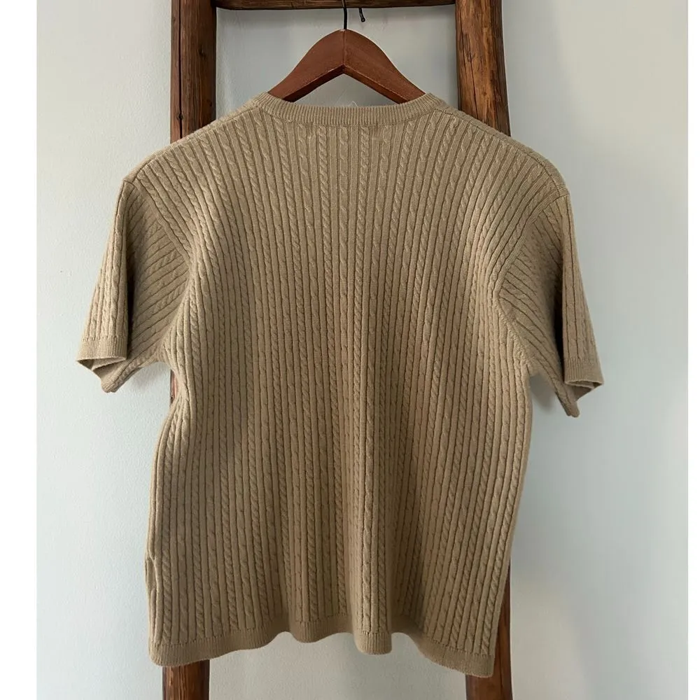 Jones New York  soft cable knit top in olive green, Size M - Image 2
