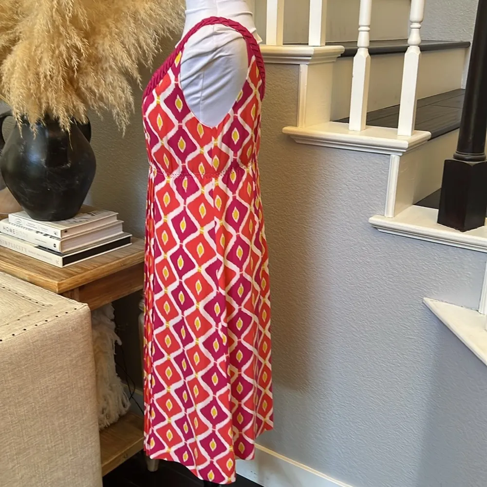 Tory Burch Geometric Print Sleeveless Dress Pink Orange Size 8 - Image 5