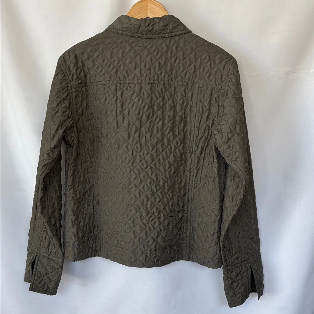 Debra size M 100% silk quilted olive green zip - Image 9
