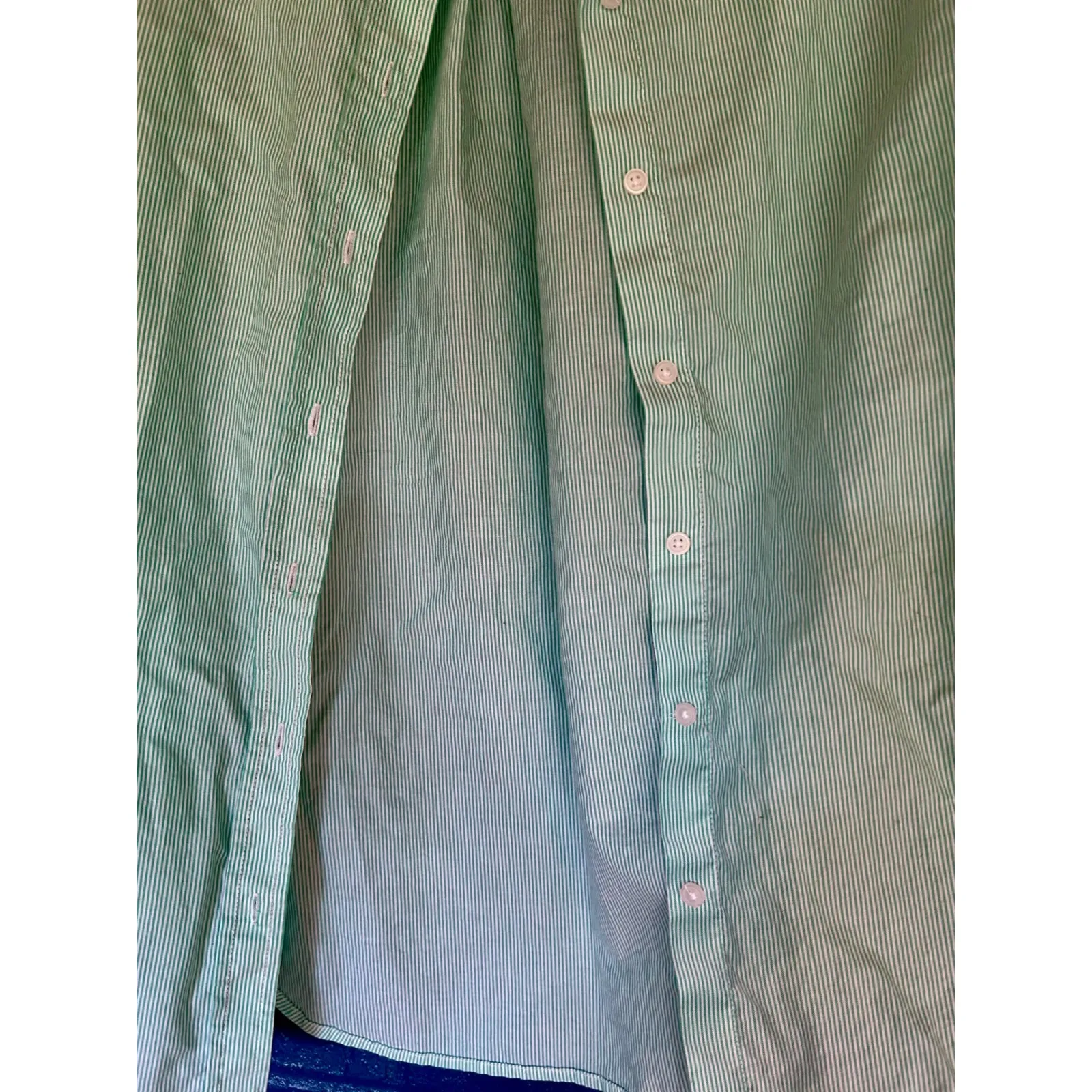 Everlane Striped Shirt‎ Size 0 Women's Button Down Career Casual Green White - Image 8