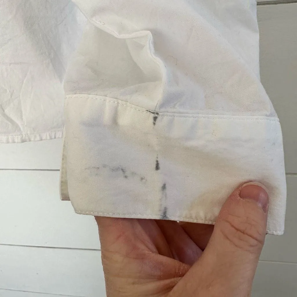 Eileen Fisher Women’s White Medium? Button Down Blouse Flawed See Measurements - Image 8