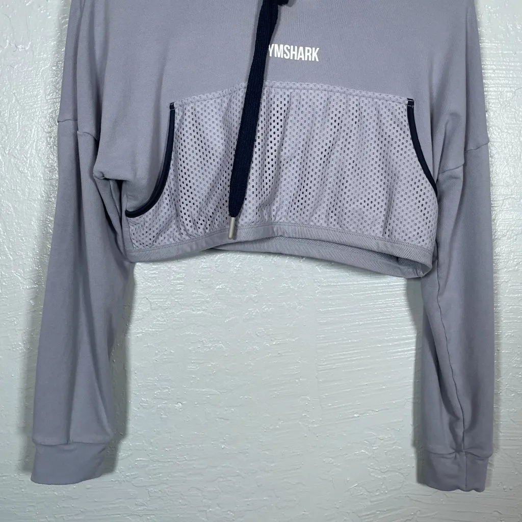 Gymshark Women S Lilac Purple Movement Mesh Cropped Hoodie Boxy Fit Athleisure - Image 2