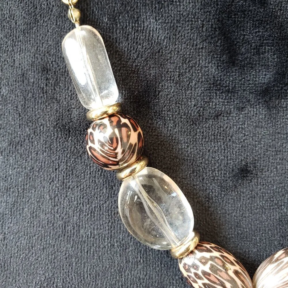 Womens Clear Crystal Beaded Gold Tone Disc Pendant Necklace with Lobster Clasp White - Image 5