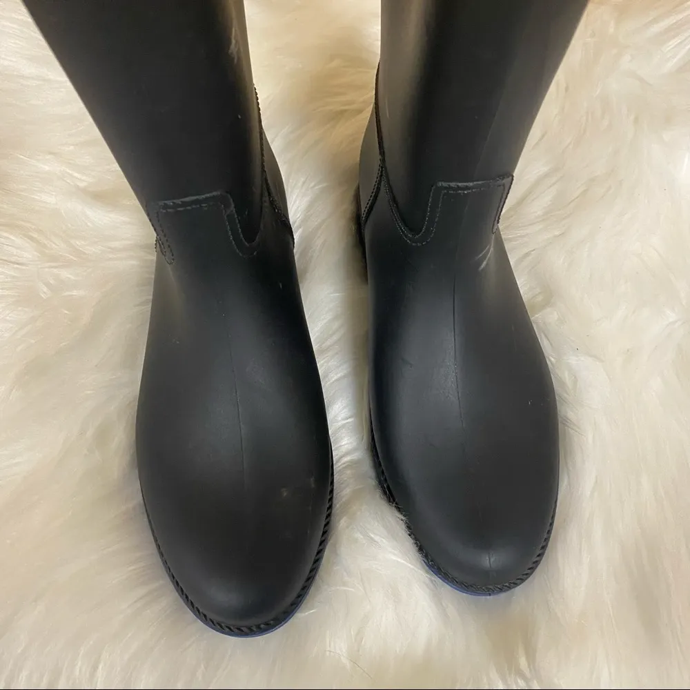 🛍️ Tommy Hilfiger Black & Blue Spritz Rubber High Rain Boot Size 6 - Image 9